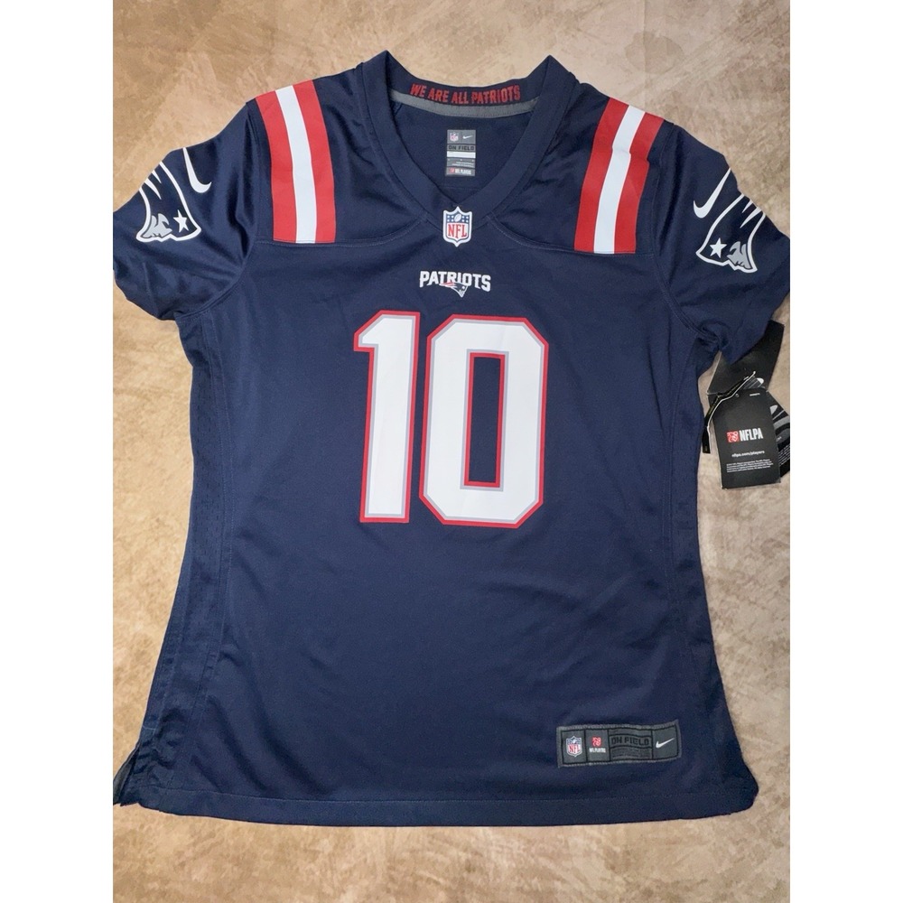 Nike On Field Womens Blue #10 Mac Jones Jersey New England Patriots Large NWT
